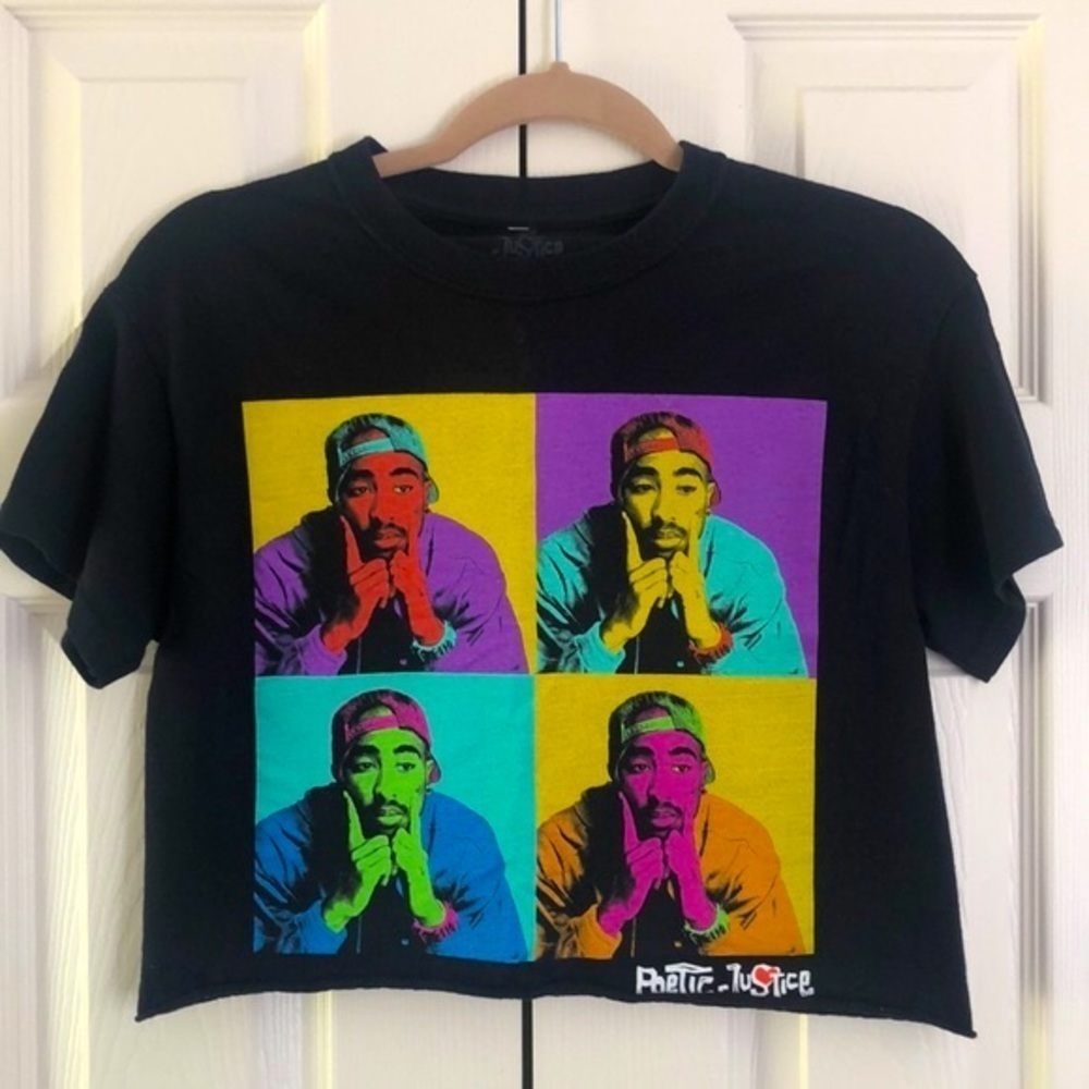 Tupac Shakur Graphic Cropped Tee 100% Cotton Shirt Size X-Small